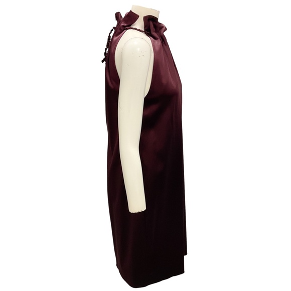 ROSETTA GETTY MAROON DRAWSTRING NECK DRESS - Picture 2 of 5
